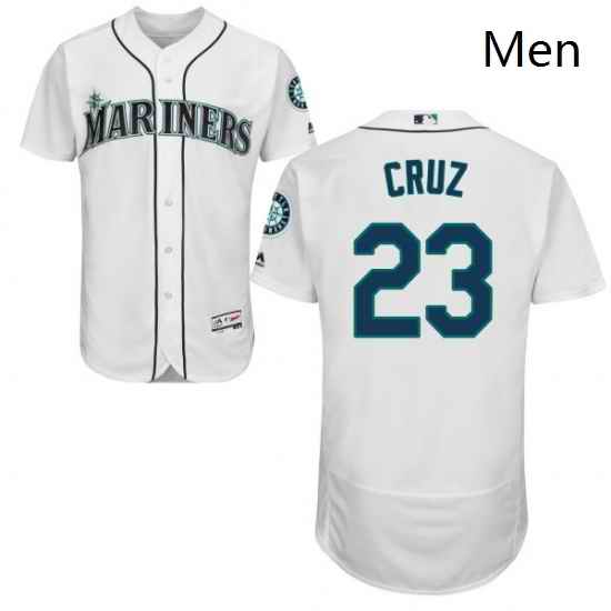 Mens Majestic Seattle Mariners 23 Nelson Cruz White Home Flex Base Authentic Collection MLB Jersey